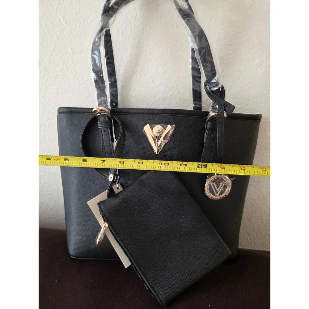 Valentino by Mario Valentino Black Saffiano Leather Tote Bag V-4004 NWT